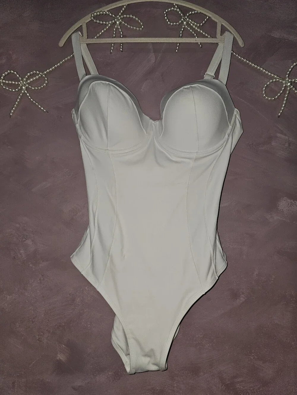 TA3 Corset Shapewear One Piece Swim Suit White F/G Cup R/L Torso 2XL